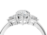 White gold Pear Diamond Three-Stone Ring with Trapezoid Side Stones and Prong Setting_27