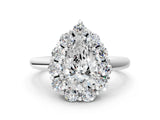 White gold Pear Halo Cluster Diamond Engagement Ring with Prong Setting and Polished Band_51