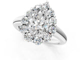 White gold Pear Halo Cluster Diamond Engagement Ring with Prong Setting and Polished Band_52
