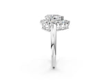 White gold Pear Halo Cluster Diamond Engagement Ring with Prong Setting and Polished Band_53