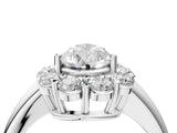 White gold Pear Halo Cluster Diamond Engagement Ring with Prong Setting and Polished Band_55