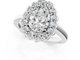 White gold Pear Halo Cluster Diamond Engagement Ring with Solitaire Band and Prong Setting_65