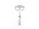 White gold Pear Halo Cluster Diamond Engagement Ring with Solitaire Band and Prong Setting_67