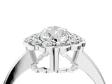 White gold Pear Halo Cluster Diamond Engagement Ring with Solitaire Band and Prong Setting_68