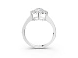 White gold Pear Halo Cluster Diamond Engagement Ring with Solitaire Band and Prong Setting_68