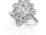 White gold Pear Halo Diamond Cluster Engagement Ring with Milgrain Bezel Setting and Solitaire Band_70