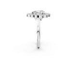 White gold Pear Halo Diamond Cluster Engagement Ring with Milgrain Bezel Setting and Solitaire Band_71
