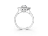 White gold Pear Halo Diamond Cluster Engagement Ring with Milgrain Bezel Setting and Solitaire Band_72