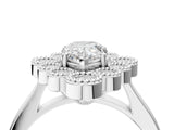 White gold Pear Halo Diamond Cluster Engagement Ring with Milgrain Bezel Setting and Solitaire Band_73