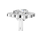 White gold Pear Halo Diamond Cluster Engagement Ring with Milgrain Bezel Setting and Solitaire Band_74