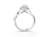White gold Pear Halo Diamond Engagement Ring with Filigree Band and Four-Prong Setting_84