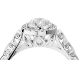 White gold Pear Halo Diamond Engagement Ring with Intricate Filigree Band and Four-Prong Setting_57