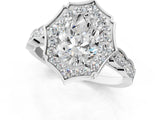 White gold Pear Halo Diamond Engagement Ring with Milgrain Band and Four-Prong Setting_68