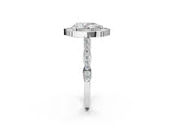 White gold Pear Halo Diamond Engagement Ring with Milgrain Band and Four-Prong Setting_76