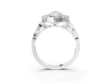 White gold Pear Halo Diamond Engagement Ring with Milgrain Band and Four-Prong Setting_76