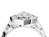 White gold Pear Halo Diamond Engagement Ring with Milgrain Band and Four-Prong Setting_77