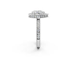 White gold Pear Halo Diamond Engagement Ring with Milgrain Pave Band and Four-Prong Setting_113