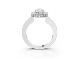 White gold Pear Halo Diamond Engagement Ring with Milgrain Pave Band and Four-Prong Setting_114