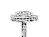 White gold Pear Halo Diamond Engagement Ring with Milgrain Pave Band and Four-Prong Setting_116