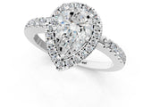 White gold Pear Halo Diamond Engagement Ring with Pavé Band and Four-Prong Setting_20