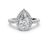 White gold Pear Halo Diamond Engagement Ring with Pavé Band and Four-Prong Setting_20