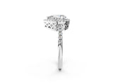 White gold Pear Halo Diamond Engagement Ring with Pavé Band and Four-Prong Setting_22