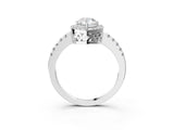 White gold Pear Halo Diamond Engagement Ring with Pavé Band and Four-Prong Setting_23