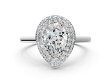White gold Pear Halo Diamond Engagement Ring with Solitaire Band and Four-Prong Setting_20