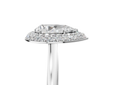 White gold Pear Halo Diamond Engagement Ring with Solitaire Band and Four-Prong Setting_23