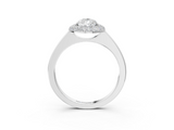 White gold Pear Halo Diamond Engagement Ring with Solitaire Band and Four-Prong Setting_23