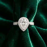 White gold Pear Halo Diamond Engagement Ring with Split Shank Band and Four-Prong Setting_21