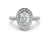 White gold Pear Halo Diamond Engagement Ring with Split Shank Band and Four-Prong Setting_6