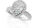 White gold Pear Halo Diamond Engagement Ring with Split Shank Band and Four-Prong Setting_7