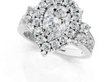 White gold Pear Halo Diamond Engagement Ring with Split Shank and Four-Prong Setting_44