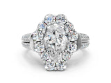 White gold Pear Halo Diamond Engagement Ring with Split Shank and Prong Setting_79