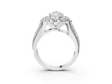 White gold Pear Halo Diamond Engagement Ring with Split Shank and Prong Setting_86