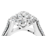 White gold Pear Halo Diamond Engagement Ring with Split Shank and Prong Setting_87