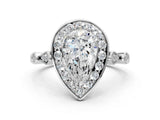 White gold Pear Halo Diamond Engagement Ring with Twisted Band and Four-Prong Setting 1