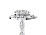 White gold Pear Halo Diamond Engagement Ring with Twisted Band and Four-Prong Setting