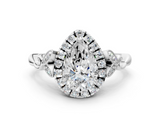 White gold Pear Halo Diamond Engagement Ring with Vintage-Inspired Band and Four-Prong Setting_3