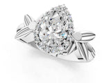 White gold Pear Halo Diamond Floral Band with Four-Prong Setting_114