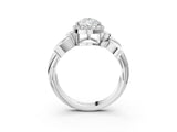 White gold Pear Halo Diamond Floral Band with Four-Prong Setting_115