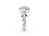 White gold Pear Halo Diamond Floral Band with Four-Prong Setting_115