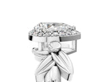 White gold Pear Halo Diamond Floral Band with Four-Prong Setting_119