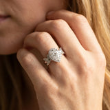 White gold Pear Halo Diamond Floral Band with Four-Prong Setting_14