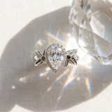 White gold Pear Halo Diamond Floral Band with Four-Prong Setting_15