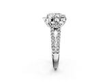 White gold Pear Halo Diamond Floral Split Shank Engagement Ring 2
