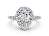 White gold Pear Halo Diamond Pavé Band Ring with Prong Setting_20