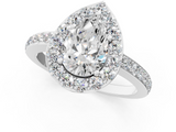 White gold Pear Halo Diamond Pavé Band Ring with Prong Setting_21