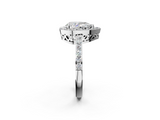 White gold Pear Halo Diamond Pavé Band Ring with Prong Setting_22